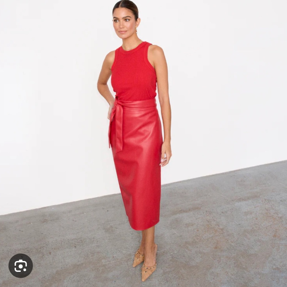 NWT Never Fully Dressed Jasper red faux leather skirt - US 16